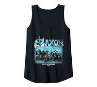 Official Saxon Heavy Metal Never Surrender Band Music Tank Top, Women, Black, Small