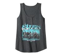 Official Saxon Heavy Metal Never Surrender Band Music Tank Top, Women, Dark Heather Grey, Small