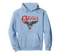 Official Saxon The Eagle Has Landed Heavy Metal Band Retro Pullover Hoodie, Adult Unisex, Dusty Blue, Large
