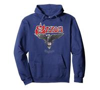 Official Saxon The Eagle Has Landed Heavy Metal Band Retro Pullover Hoodie, Adult Unisex, Navy Blue, X-Large