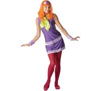 Official Scooby Doo Daphne Costume Ladies Fancy Dress Outfit with Wig & Scarf