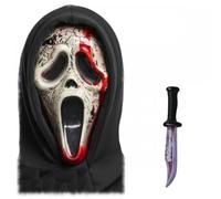 Official Scream Ghost Face® AGED Bleeding Mask with Hood & Bloody Blade | Includes Black Gloves, Adult Size, 2 or 3-Piece Set, Ghost Face® Licensed, Costume Accessory