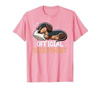 Official Sleep Shirt Funny Dachshund Napping PJs Nightgown T-Shirt, Men, Pink, Medium