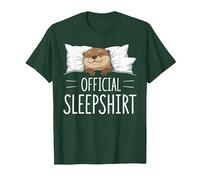 Official Sleepshirt Sleeping Otter Lovers Pajama T-Shirt, Men, Dark Green, X-Large