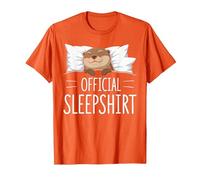 Official Sleepshirt Sleeping Otter Lovers Pajama T-Shirt, Men, Orange, Large
