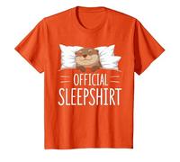 Official Sleepshirt Sleeping Otter Lovers Pajama T-Shirt, Youth, Orange, Medium