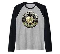 Official Slow Hiker Hiking Team Snail Badge Raglan Baseball Tee