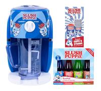 Official SLUSH PUPPiE Machine Bundle. Includes 4 x 180ml Syrups, Raspberry, Red Cherry, Cola, Lemon & Lime Flavours & 20 Slush Puppie Cups & Straws. Officially Licensed SLUSH PUPPiE Merchandise