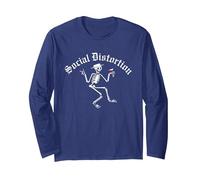 Official Social Distortion Skelly Long Sleeve T-Shirt, Adult Unisex, Navy Blue, Small
