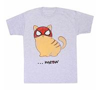 Official Spider-Man Meow Unisex Heather Grey T-Shirt, Medium