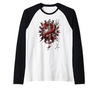Official Spiral Oriental Dragon Gothic Fantasy Raglan Baseball Tee