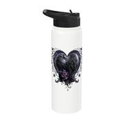 Official Spiral Raven Heart Gothic Fantasy Stainless Steel Insulated Water Bottle