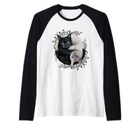 Official Spiral Yin Yang Cats Gothic Fantasy Raglan Baseball Tee