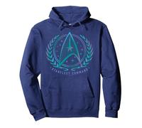 Official Star Trek - Starfleet Command Pullover Hoodie, Adult Unisex, Navy Blue, Medium