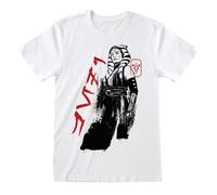 Official Star Wars Ahsoka Ink Text T-Shirt Unisex White Graphic Retro Merch