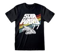 Official Star Wars Classic T-Shirt 77 Falcon Black Unisex Graphic Fan Apparel