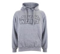 Official Star Wars Mens Basic Logo Pullover Hood Grey Marl S - XXL