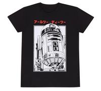 Official Star Wars T-Shirt R2D2 Katakana Black Unisex Movie Graphic Fans Tee