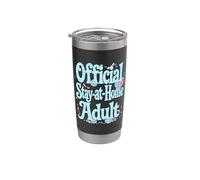 Official Stay At Home Adult Funny Gingham Check Pattern Stainless Steel Insulated Tumbler