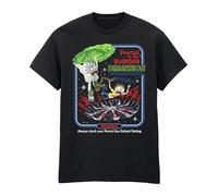 Official Steven Rhodes x Rick and Morty T-Shirt - Adults Retro Sci-Fi Graphic Tee | Funny Cartoon Crossover Shirt | Officially Licensed Merchandise (UK, Alpha, M, Regular, Regular) Black