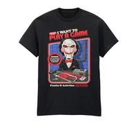 Official Steven Rhodes x Saw T-Shirt - Adults Retro Horror Graphic Tee | Funny Crossover Shirt | Officially Licensed Merchandise (UK, Alpha, M, Regular, Regular) Black