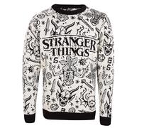 Official Stranger Things Adults Knitted Christmas Jumper | Hawkins Holiday Sweater | Unisex Retro 80s Festive Knit | Netflix Merchandise (UK, Alpha, XXL, Regular, Regular) Beige