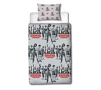 Official Stranger Things Duvet Cover Dark Side Design | Grey Reversible 2 Sided Duvet Cover, Official Merchandise, Matching Pillow Case (Single)