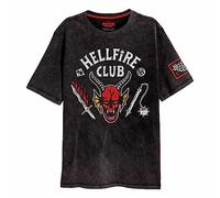 Official Stranger Things Hellfire Crest Unisex Black T-Shirt, Large