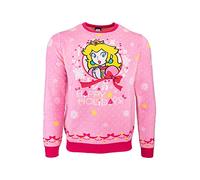 Official Super Mario Princess Peach Christmas Jumpers for Men and Women- Ugly Novelty Gifts Xmas Jumper - Mario Unisex Knitted Sweater Design