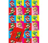 Official Super Mario Gift Wrap, 2 Sheets 2 Tags, Gift Wrap for Presents, Officially Licensed Gift Wrap