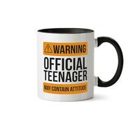 Official Teenager Tea and Coffee Mug-Boys Girls Novelty Birthday Gifts-Funny Joke Warning May Contain Attitude Mugs for Teenagers-13th Birthday Ceramic Tea Cup for Teens, Son Brother Grandson BLACK