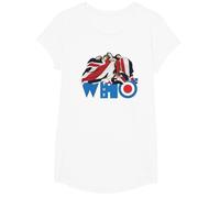 Official The Who Flag T-Shirt, Girls, White, Large