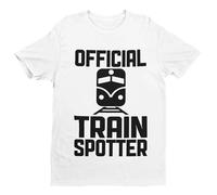 Official Train Spotter - Funny Graphic Men's T-Shirt - Casual Printed Tee - Great Gift for Dad, Husband or Brother - White - 2XL