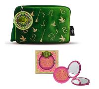 Official Wicked Gift Set - Green Cosmetic Bag with Magical Icons & Pink Compact Mirror
