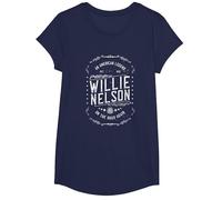 Official Willie Nelson American Legend T-Shirt, Girls, Navy Blue, Small