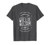 Official Willie Nelson American Legend T-Shirt, Men, Dark Heather Grey, 6X-Large