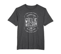 Official Willie Nelson American Legend T-Shirt, Men's Big and Tall, Dark Heather Grey, 5X Tall