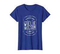 Official Willie Nelson American Legend T-Shirt, Women, Royal Blue, Medium