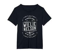 Official Willie Nelson American Legend T-Shirt, Women's Plus, Black, 5X