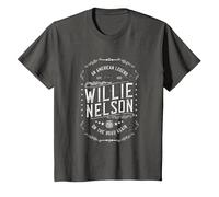 Official Willie Nelson American Legend T-Shirt, Youth, Asphalt Grey, 4T
