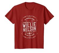 Official Willie Nelson American Legend T-Shirt, Youth, Cranberry Red, 3T