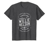 Official Willie Nelson American Legend T-Shirt, Youth, Dark Heather Grey, 4T