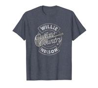 Official Willie Nelson Outlaw Country T-Shirt, Men, Heather Blue, 5X-Large