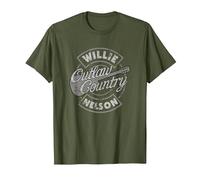 Official Willie Nelson Outlaw Country T-Shirt, Men, Olive Green, Large
