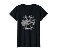 Official Willie Nelson Outlaw Country T-Shirt, Women, Black, Small