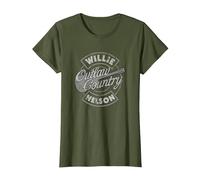 Official Willie Nelson Outlaw Country T-Shirt, Women, Olive Green, Large