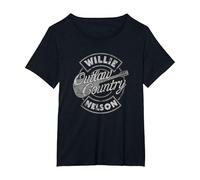 Official Willie Nelson Outlaw Country T-Shirt, Women's Plus, Black, 2X