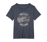 Official Willie Nelson Outlaw Country T-Shirt, Women's Plus, Heather Blue, 3X