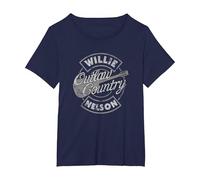 Official Willie Nelson Outlaw Country T-Shirt, Women's Plus, Navy Blue, 3X