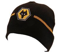 Official Wolves Fc Black Crested Beanie with a Gold Band